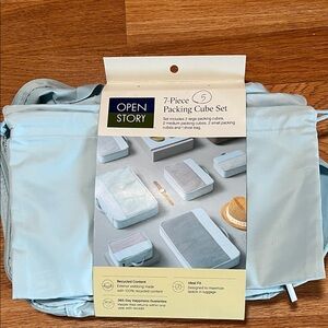 Open story 5 piece packing cube set blue